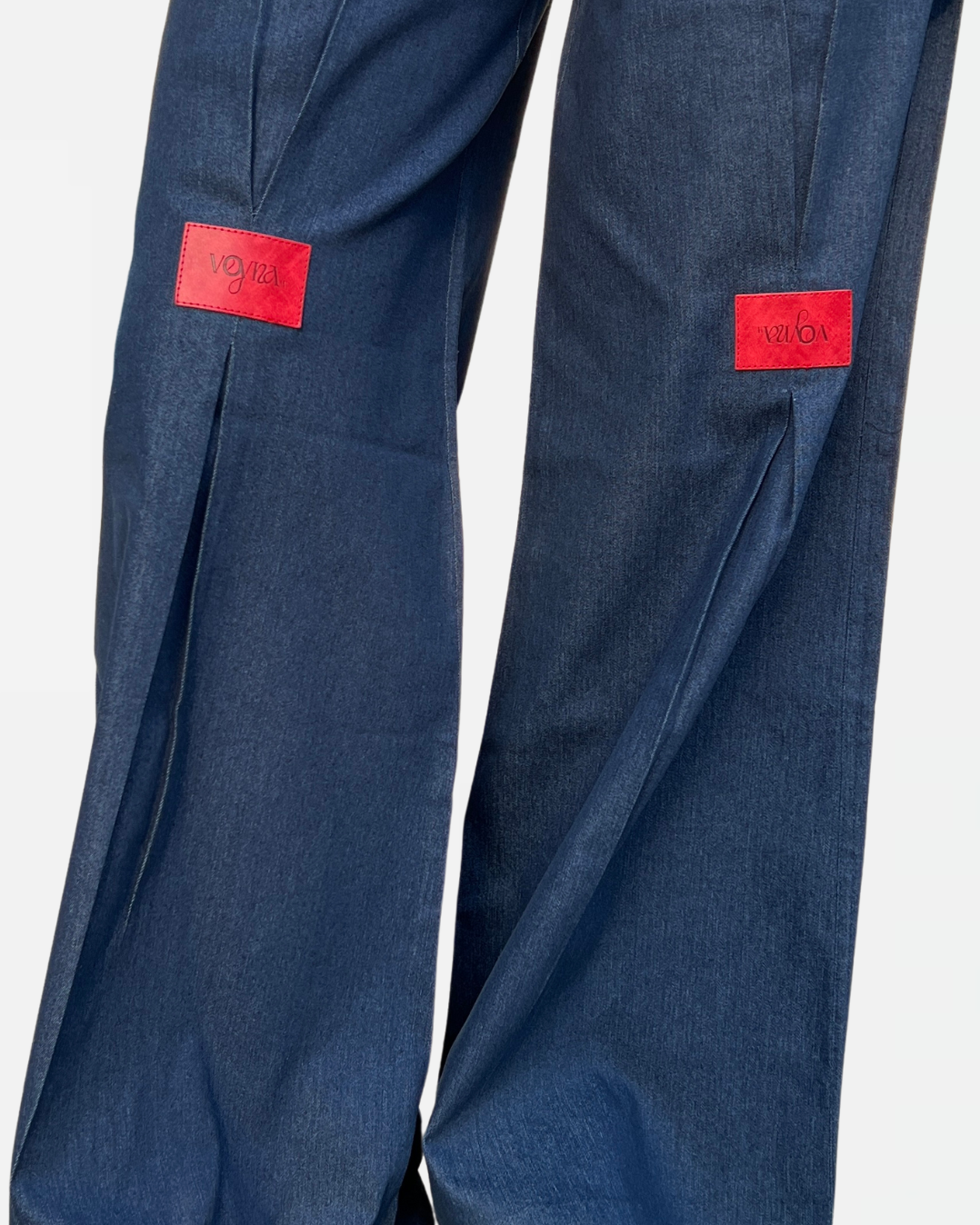 Aura Wide-Leg Jeans With Leather Red Patch