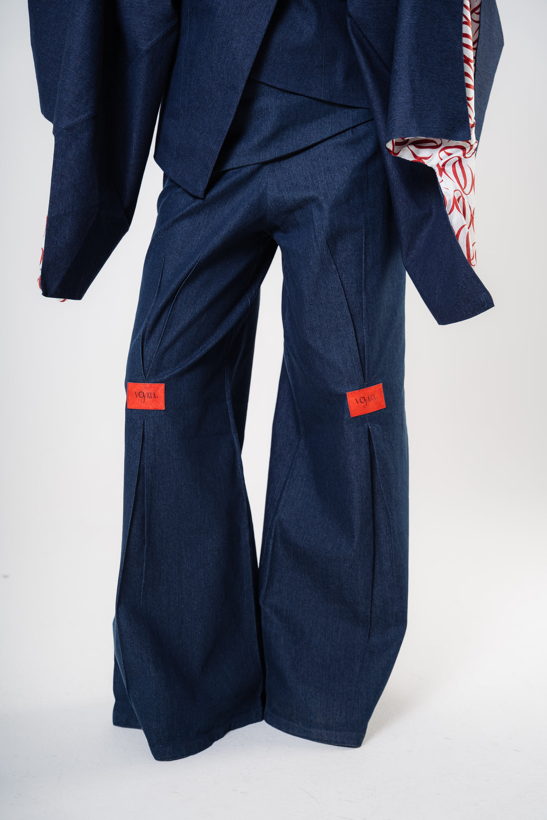 Aura Wide-Leg Jeans With Leather Red Patch