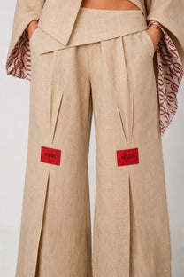 Aura Beige Linen Pants