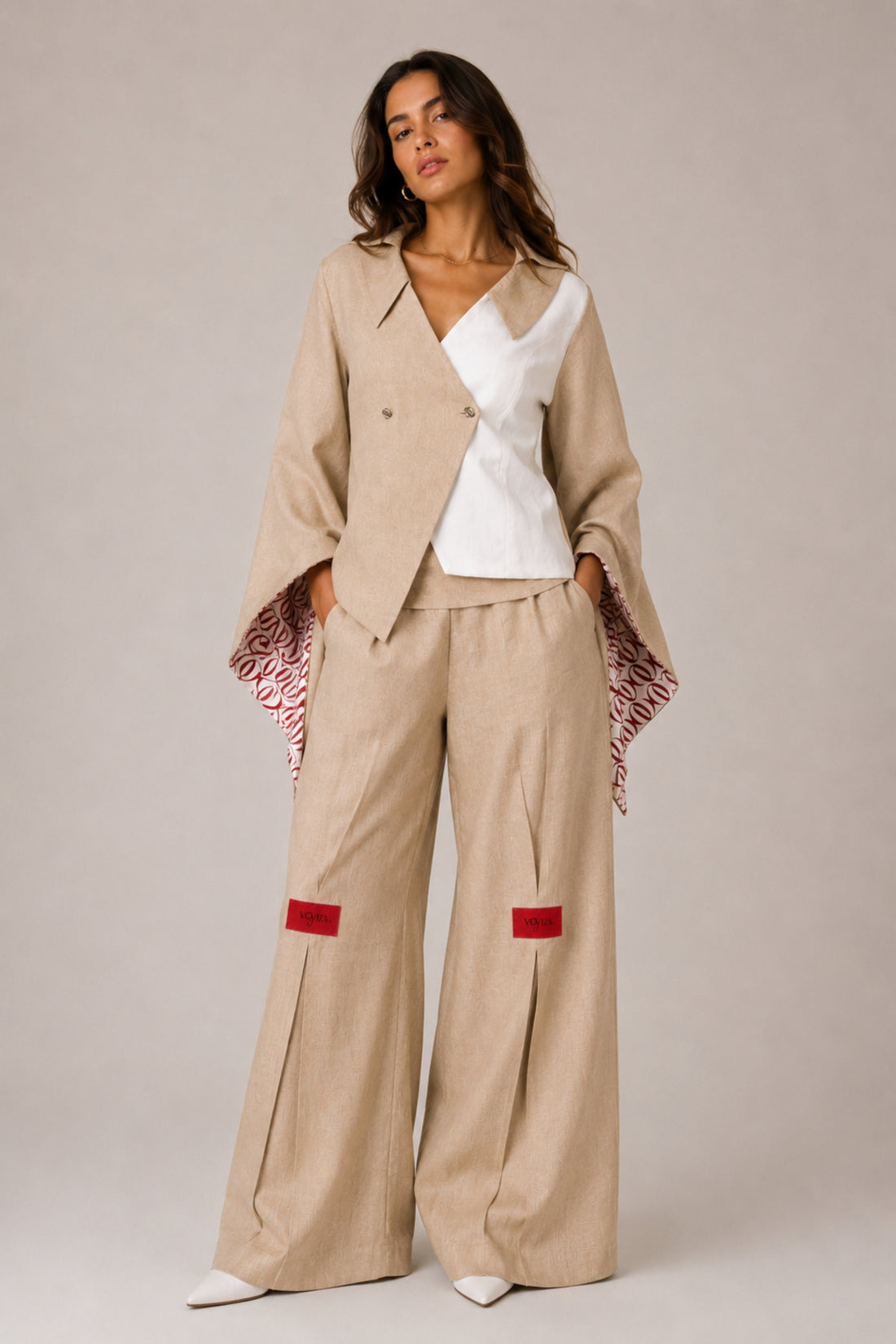 Aura Beige Linen Pants