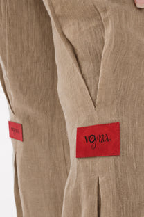 Aura Beige Linen Pants
