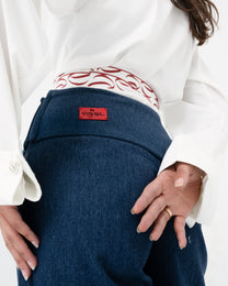Aura Wide-Leg Jeans With Leather Red Patch
