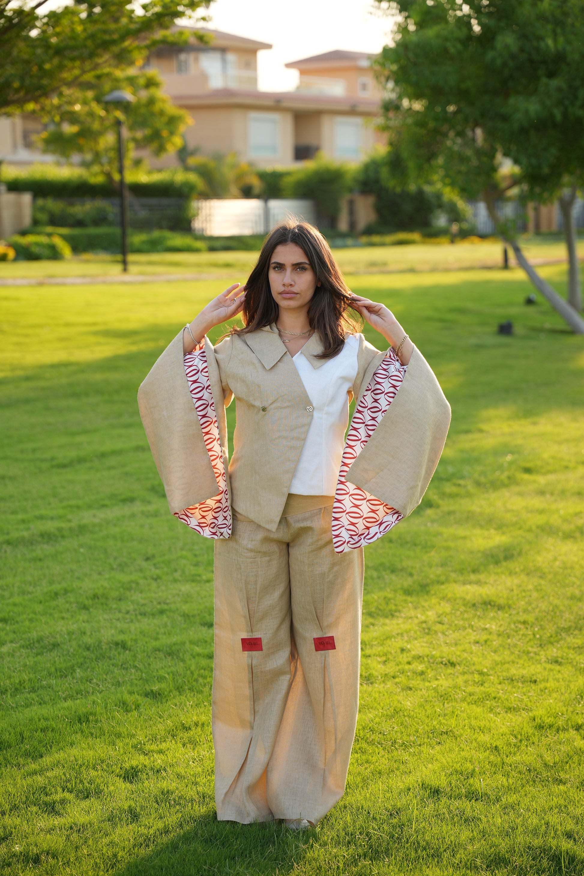 Aura Beige Linen Pants