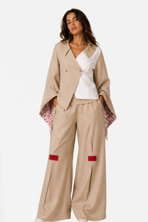Aura Beige Linen Pants