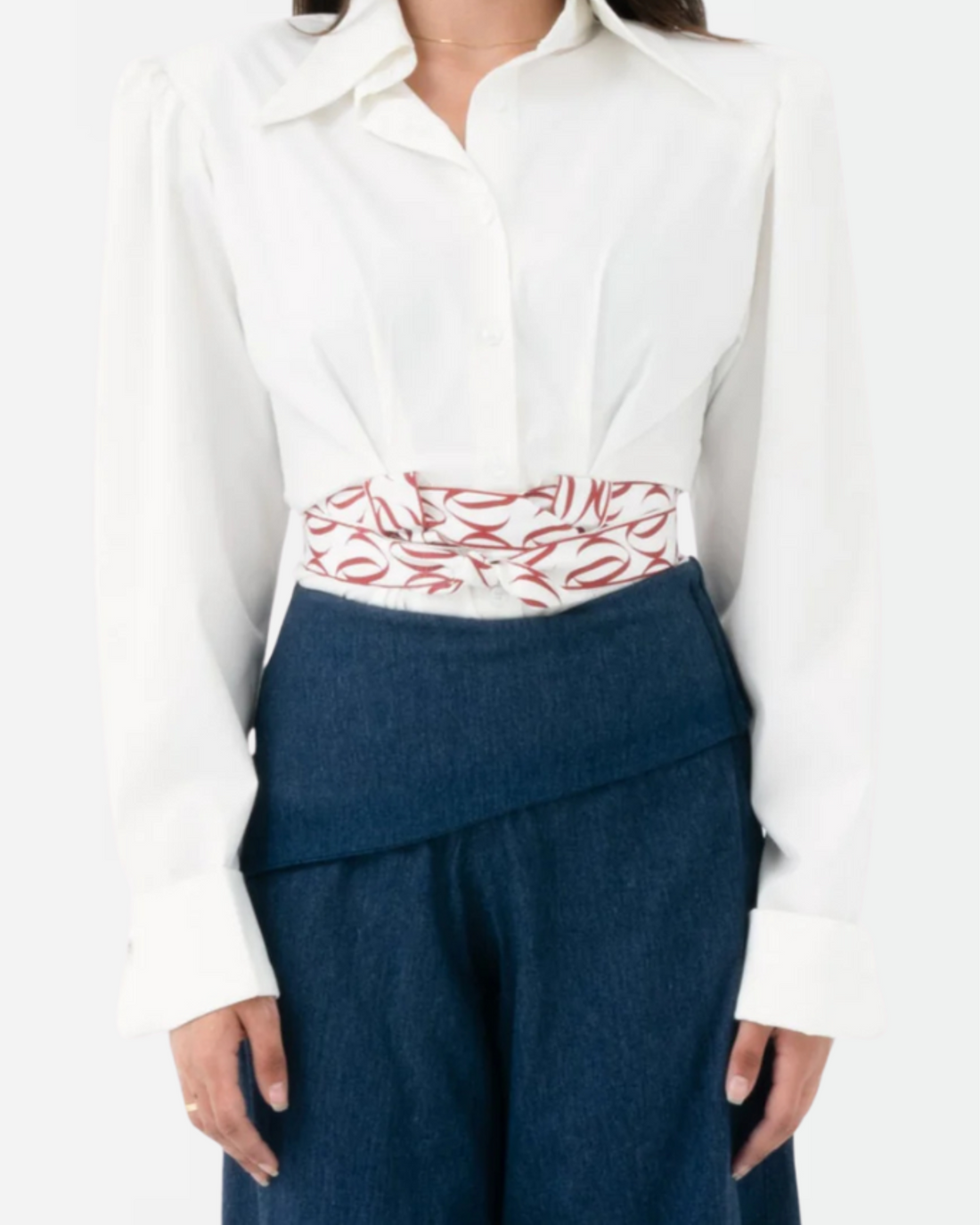 Aura Wide-Leg Jeans With Leather Red Patch