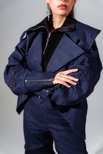 Double-Layered Denim Blazer