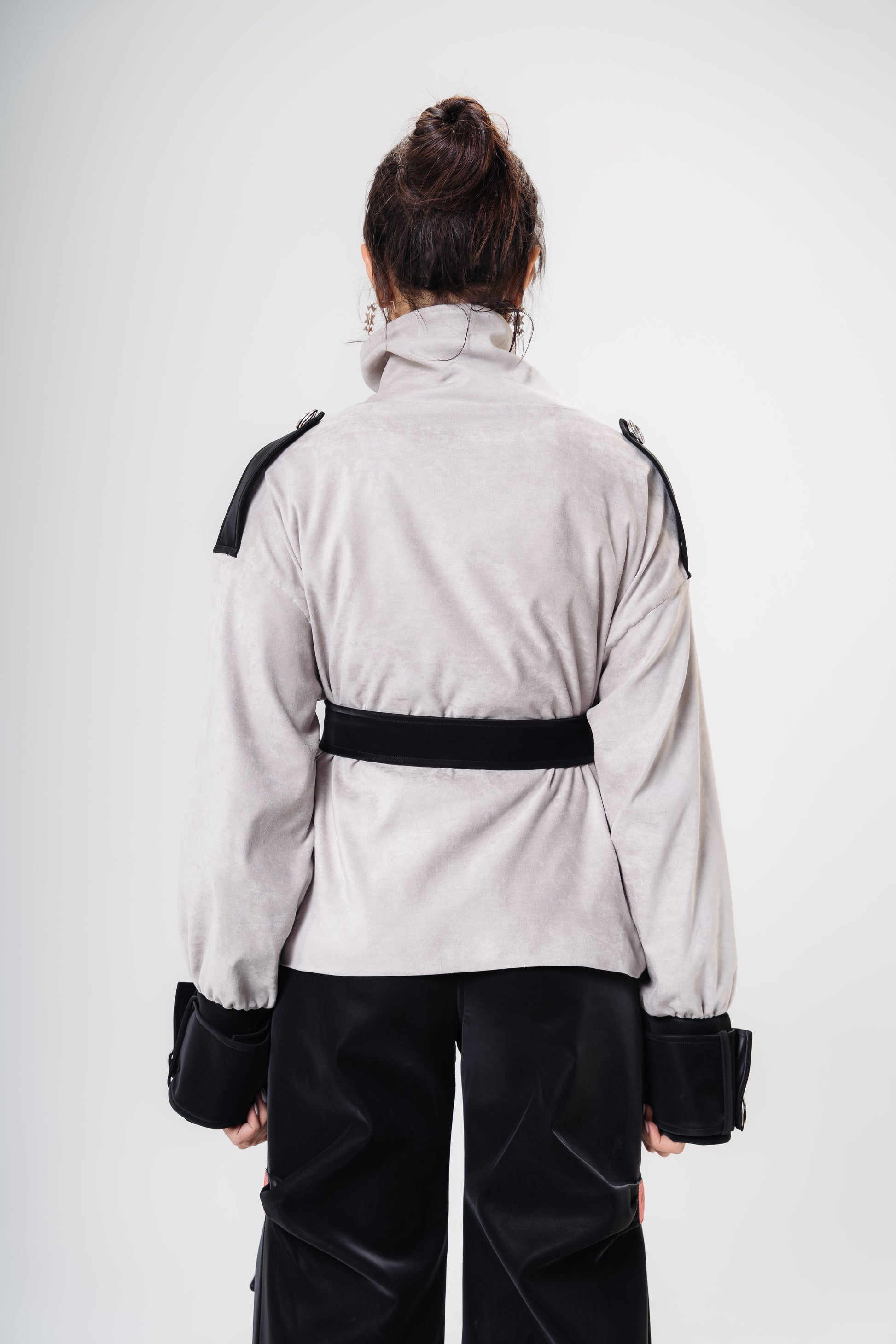 Short Belted Grey Jacket