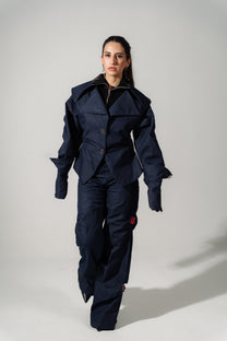 Double-Layered Denim Blazer