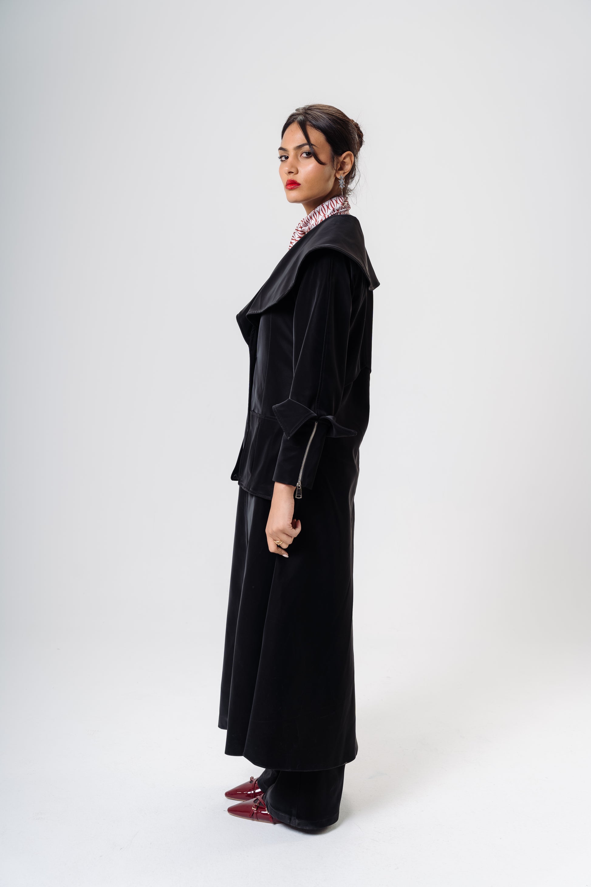 V-Signature Leather Coat