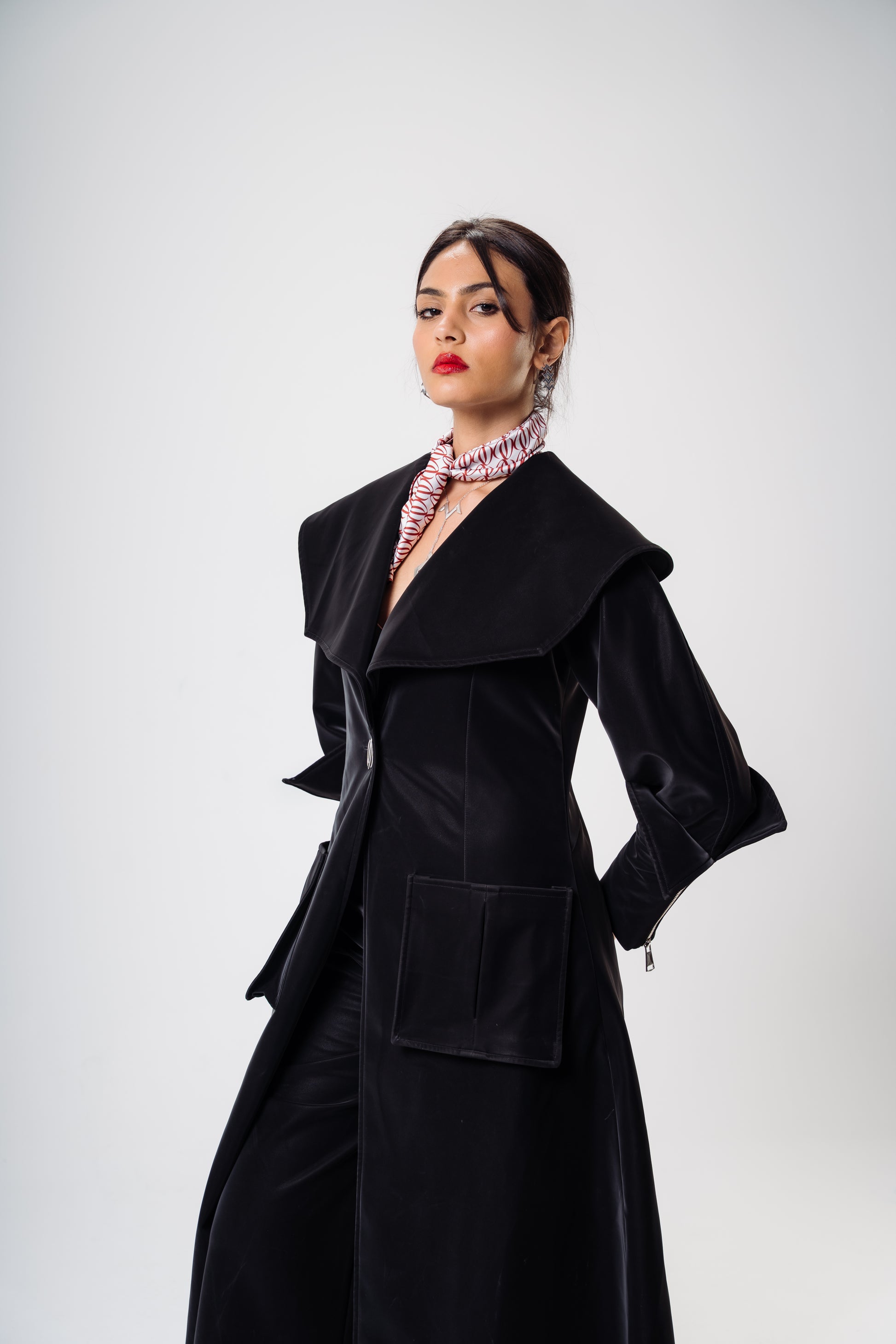 V-Signature Leather Coat