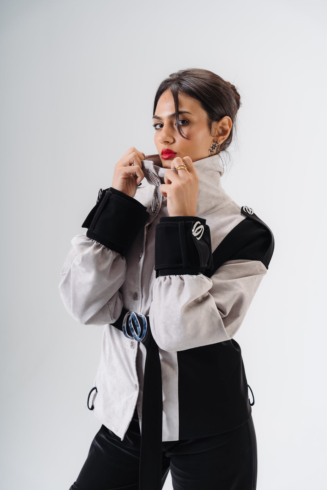 Short Belted Grey Jacket