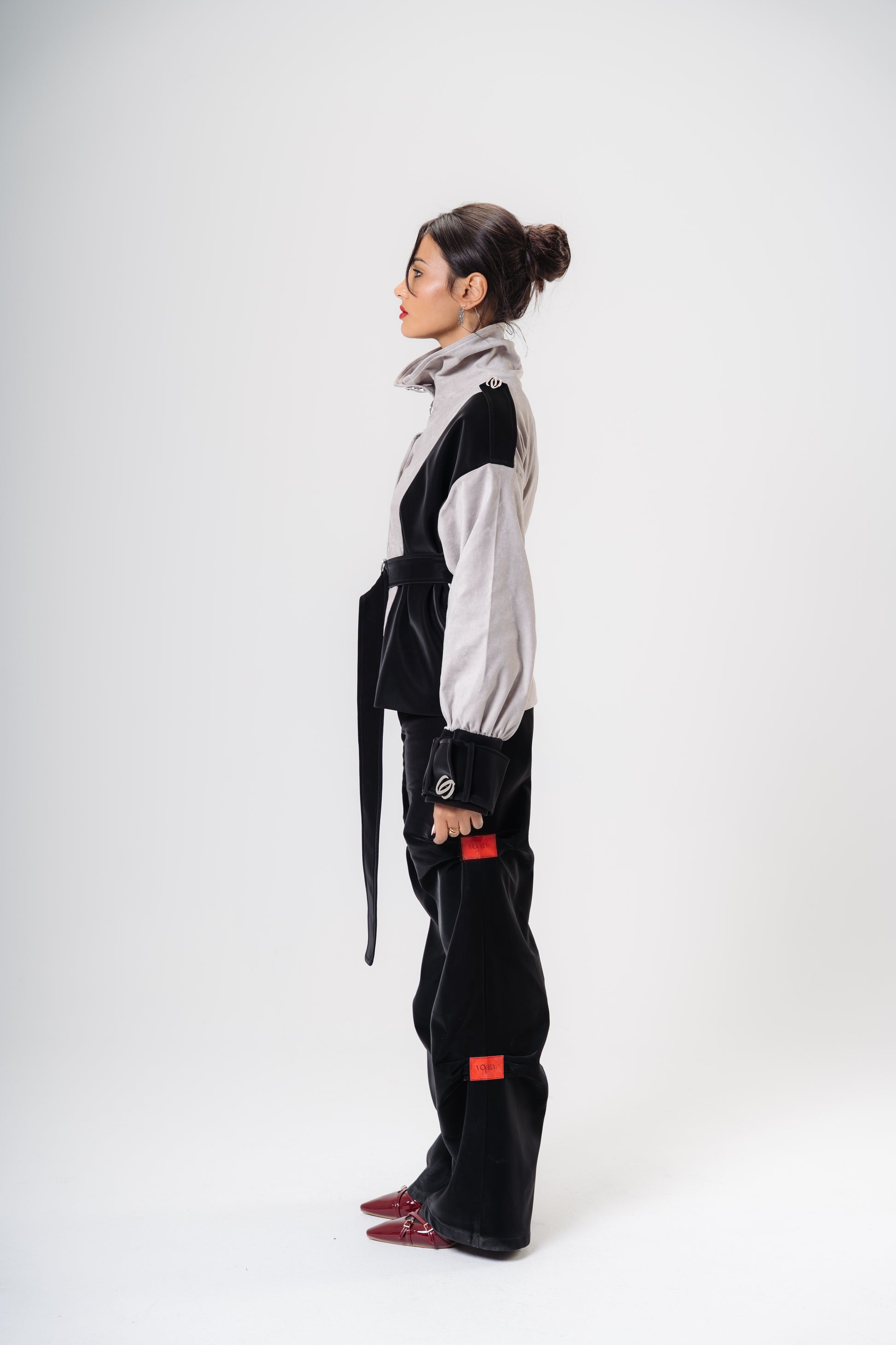 Short Belted Grey Jacket