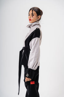 Short Belted Grey Jacket